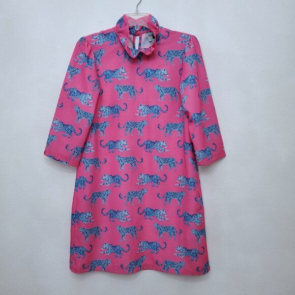 Haley and the Hound Print Ruffle Neck Women's 3/4 Sleeve Swing Dress Size Small - Picture 1 of 15